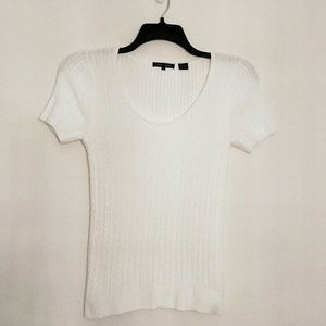 SHIRT - White Textured Sweater Top